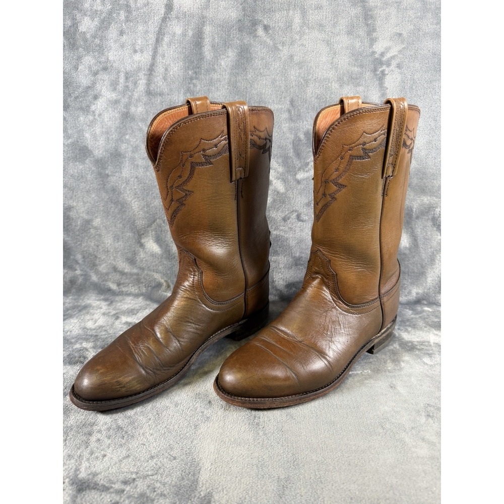 Lucchese 2000 T3095 Western Cowboy Boots Women's 7B Brown Leather USA Vintage